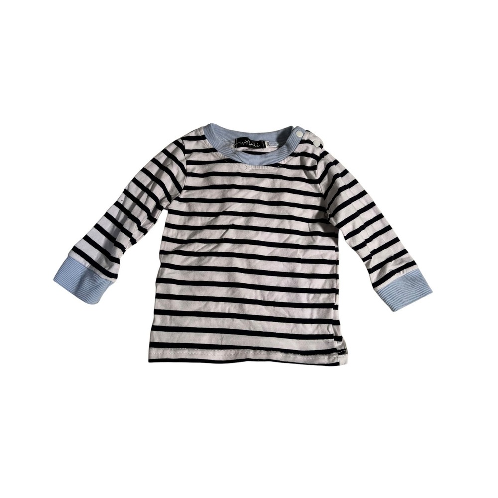 wYinli Kids Size 80 (12-18 Months) Long Sleeve T-Shirt White Black Stripes Snaps